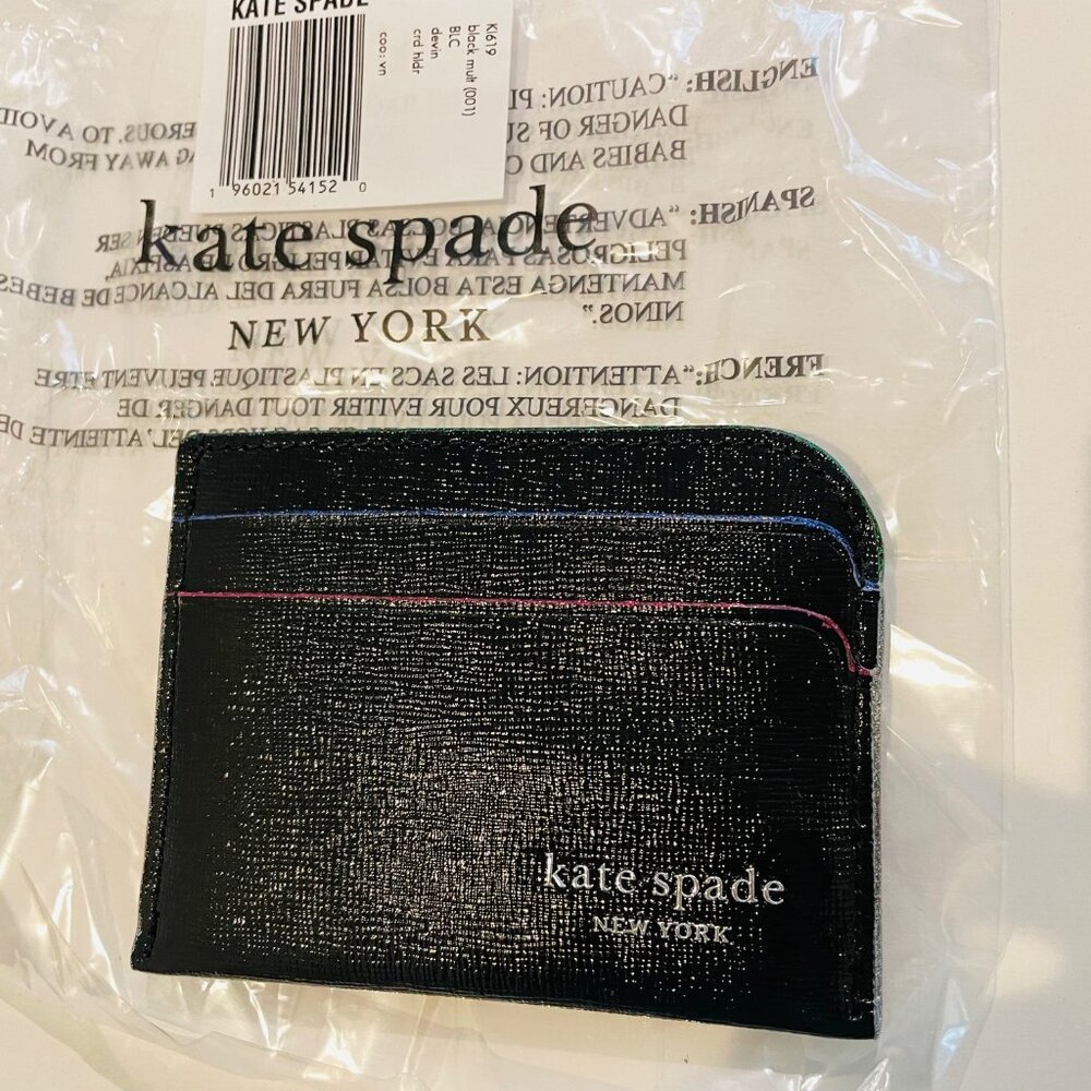 Kate Spade New York Devin Saffiano Leather Card Holder (Black) - Picture 6 of 7